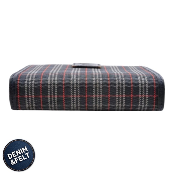 Burberry Navy Blue Plaid Leather Nova Check Clasp Bi-Fold Wallet 💙♥️ - Picture 5 of 10